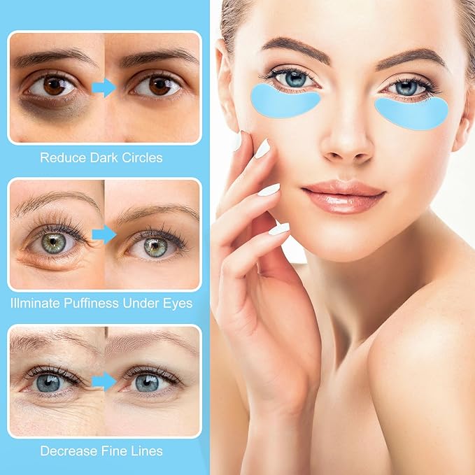 2 Pairs Under Eye Patches Reusable, Blue Purple Silicone Eye Mask for Wrinkles Dark Circles Puffiness Fine Lines Self Skin Care Stuff for Women Teens