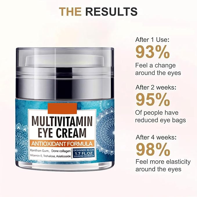 Eye Cream for Women, Multivitamin Eye Cream Under Eye Cream for Dark Circles Anti Aging and Wrinkle Deeply Moisturizing Reduces Bags Puffiness Face Tightening Eye Lift 1.7oz