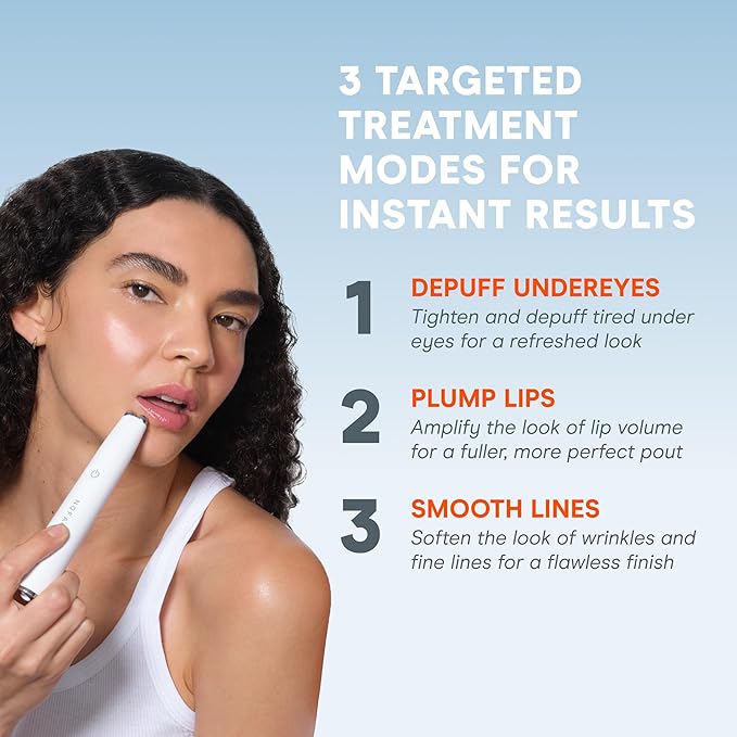 NuFACE FIX MicroWand Microcurrent Facial Device, FDA Cleared - Eyes, Lips & Lines Treatment with Serum Activator - Lip Plumper, Eye Depuffing Wand, Wrinkle & Smile Line Reducer, 3 On-the-Go Modes