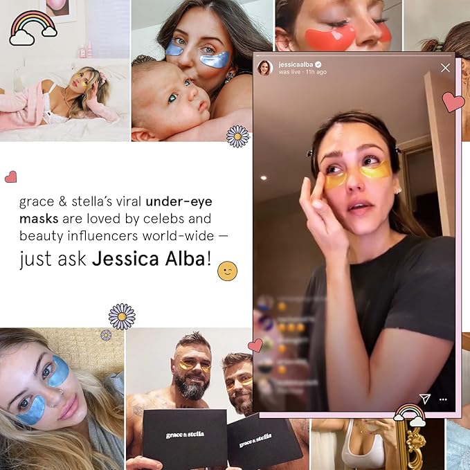 grace & stella Award Winning Under Eye Mask Reduce Dark Circles, Puffy Eyes, Undereye Bags, Wrinkles, Gel Under Eye Patches, Nurse Gifts, Vegan Cruelty-Free Self Care (6 Pairs, Blue)