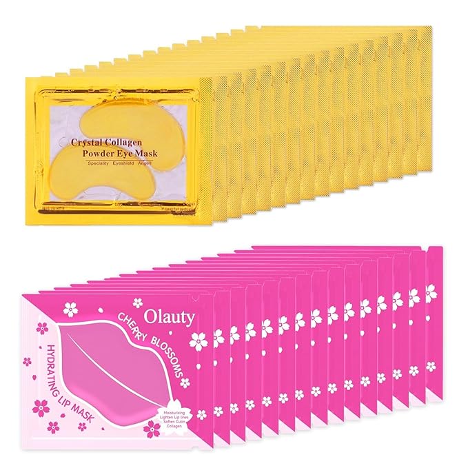 30 Pairs Collagen Lip Masks & Under Eye Mask,Crystal Collagen Eye Patches for Puffy Eyes,Moisturizing& Reducing Fine Lines & Dark Circle, Effectively Nourishes Lip & Eye Skin Care