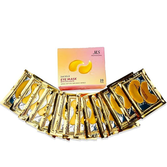 MS Under Eye Mask, Hydrogel Eyepatch, Eyepad Crystal 24K Gold, Skincare Collagen Korean Eye Mask, Puffy Eyes, Wrinkles Gel Under Eye Patches, Vegan Self Care, Eyemask For Reduce Dark Circles,