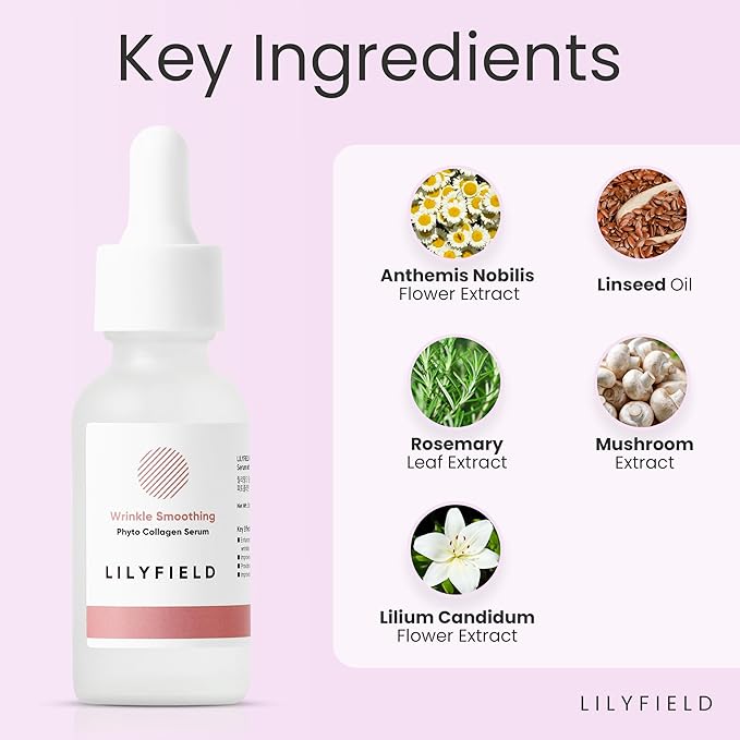 LILYFIELD Wrinkle Correcting Serum with Phyto Collagen & Vitamin C. Korean Skincare. Anti-Aging, Target Dark Spots and Fine lines,Smoothing, All Skin Types. Korean Skin care 30ml, 1 fl. oz