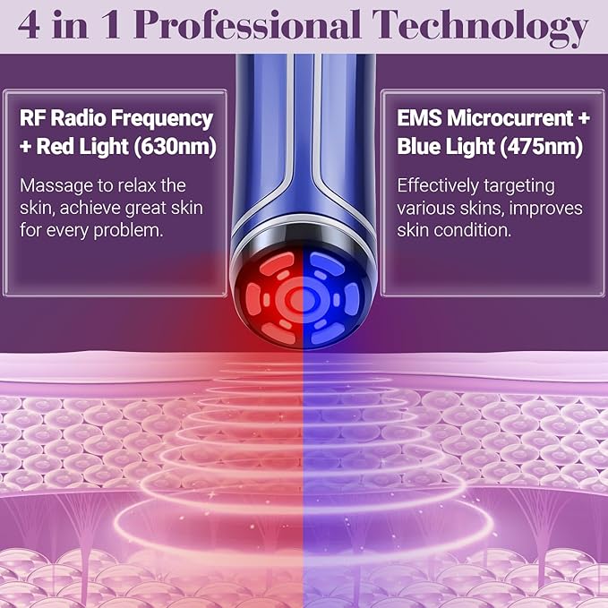 RF Radio Frequency Facial Device - LED Red Light Therapy Device for Face Skin Care Home Use