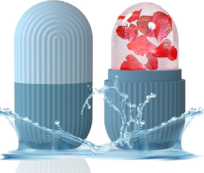 KOGITI Ice Mold for Face, Ice Roller for Face & Eye, Beauty Facial Ice Rollers Ice Holder Mold Face Puffiness Relief Massage Skin Care Tools, Ice Facial Cube (Blue)