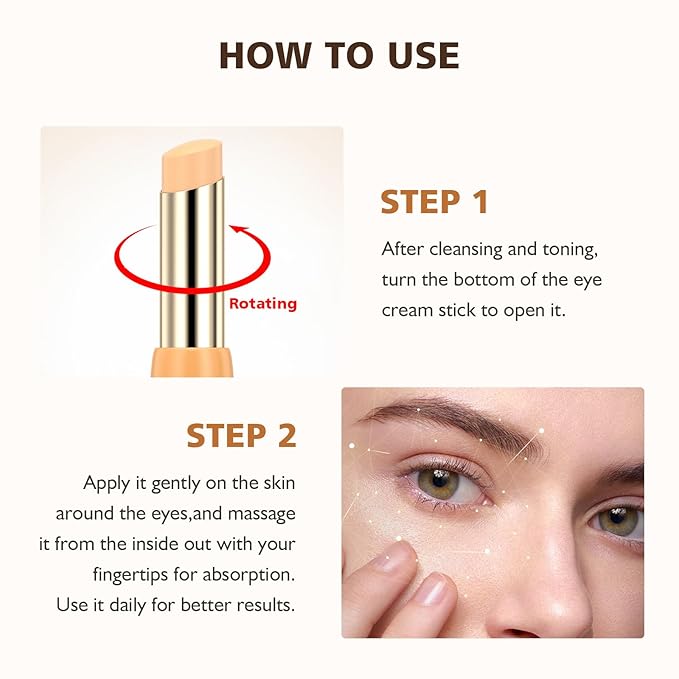 2PCS Revive Glow Vitamin C Eye Balm, Hydrating Eye Cream,Improve Dark Circles,Brightens Skin Tone,Reduces Puffiness