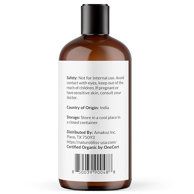 NaturoBliss Organic Castor Oil 100% Pure and Natural Premium Grade for Hair Growth, Eyelashes and Eyebrows - Carrier Oil - Hair and Body - Expeller-Pressed & Hexane-Free (32 Fl Oz)