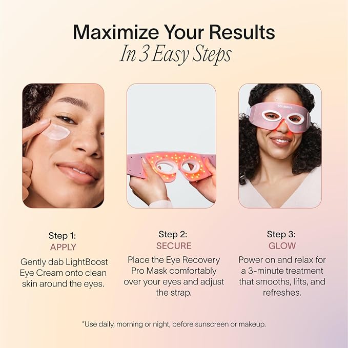 Solawave Eye Recovery Pro Kit | Red Light Therapy Eye Mask + LightBoost Eye Cream | Reduce Fine Lines & Wrinkles, Under Eye Dark Circles, & Puffiness