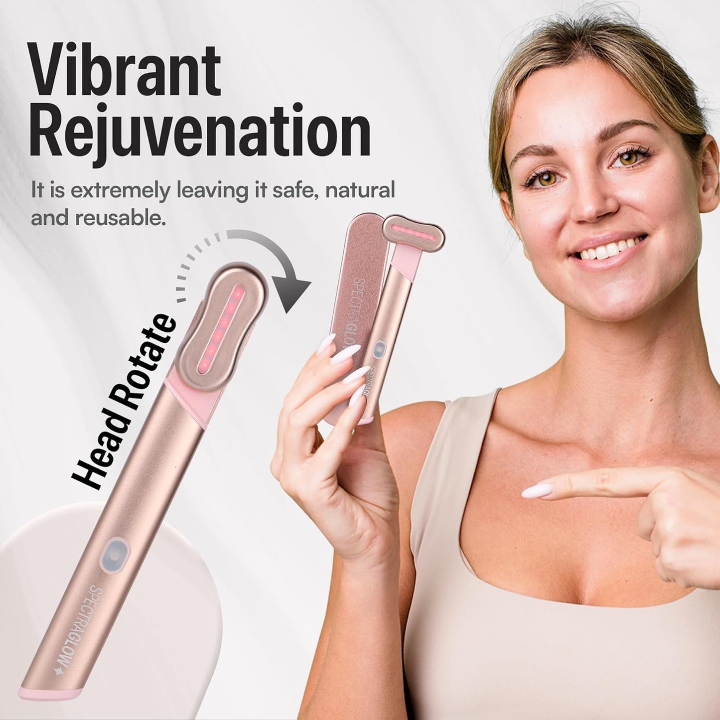 4-in-1 Red Light Therapy Wand for Face with Travel Case – Facial Rejuvenation Device for Home Use with Adjustable Head – Portable Beauty Tool for Skin Health and Anti-Aging