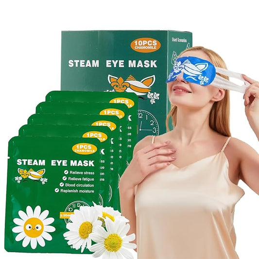 steam Eye mask for Dry Eyes,self-Heating Eye mask for Sleeping,SPA,Relief Stress and Eye Fatigue (10 pcs, Chamomile)