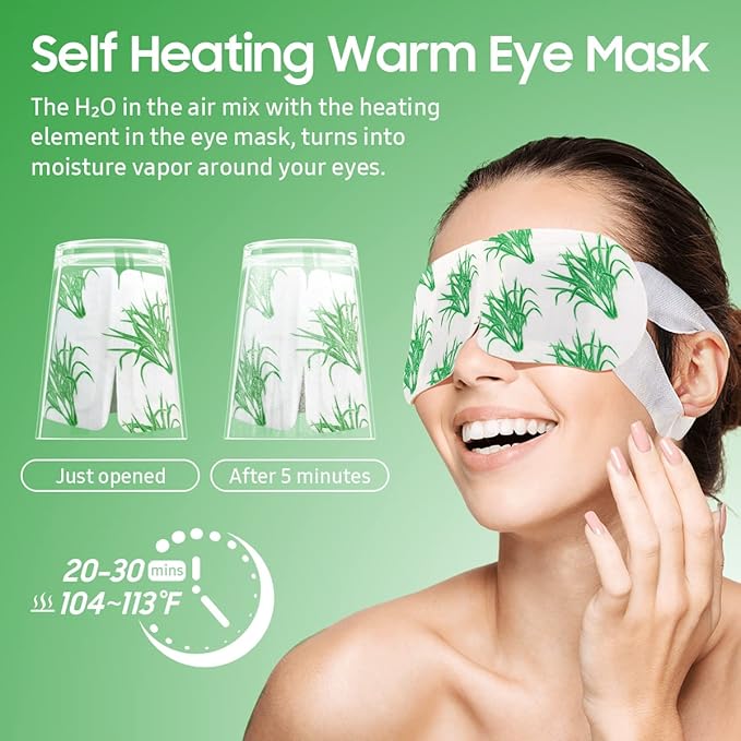 Steam Eye Mask, 10 Packs Heated Eye Mask, Self Heating Disposable SPA Warm Compress for Eyes Sleep Mask, Soothing Moist Heat Eye Masks, Travel Essentials & Relaxation Gifts (Lemongrass Scent)