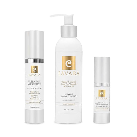 Organic Ultra Face Moisturizer, Natural Facial Cleanser and Retinol Night Cream