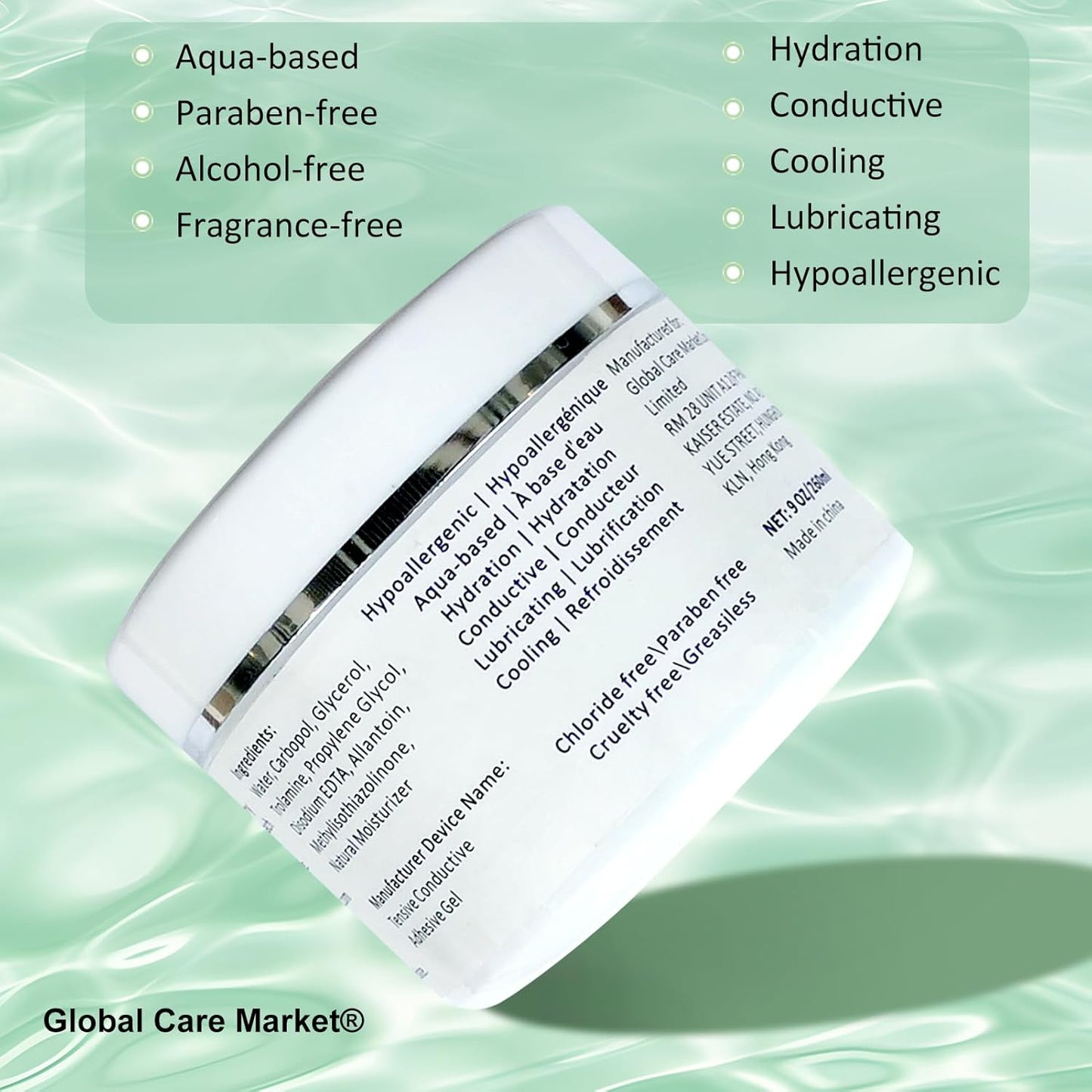 RF Conductive Gel with Hyaluronic Acid for Microcurrent Face Device, Radio Frequency Gel for Body Skin Tightening Machine, Hydrating Skin Cooling Cream for IPL Hair Removal, 260ml Jar