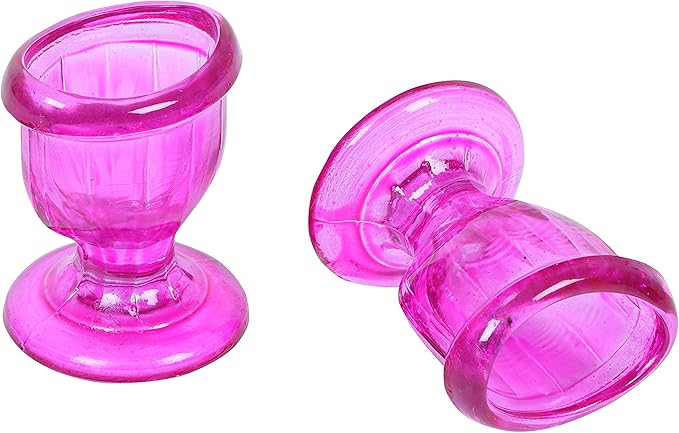 Glass Eye Wash Cup with Engineering Design to Fit Eyes for Effective Eye Cleansing - Eye Shaped Rim, Snug Fit Set of 2 (Pink)