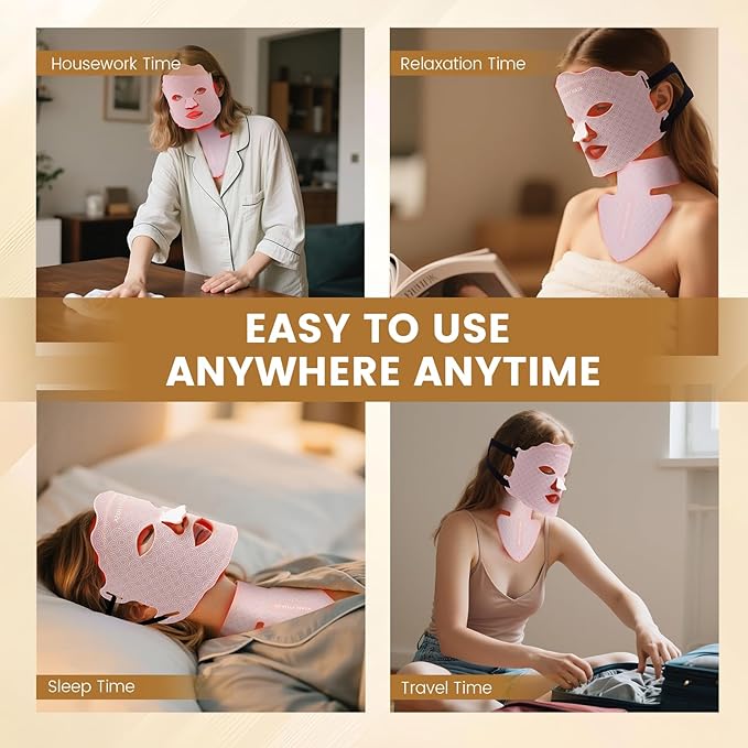 Red Light Therapy for Face and Neck, Led Face Mask Light Therapy, 7 Colors Light Therapy for Face & Neck, Red Light Therapy Mask for Skin Improve, Firm and Sooth, Professional Skin Care at Home