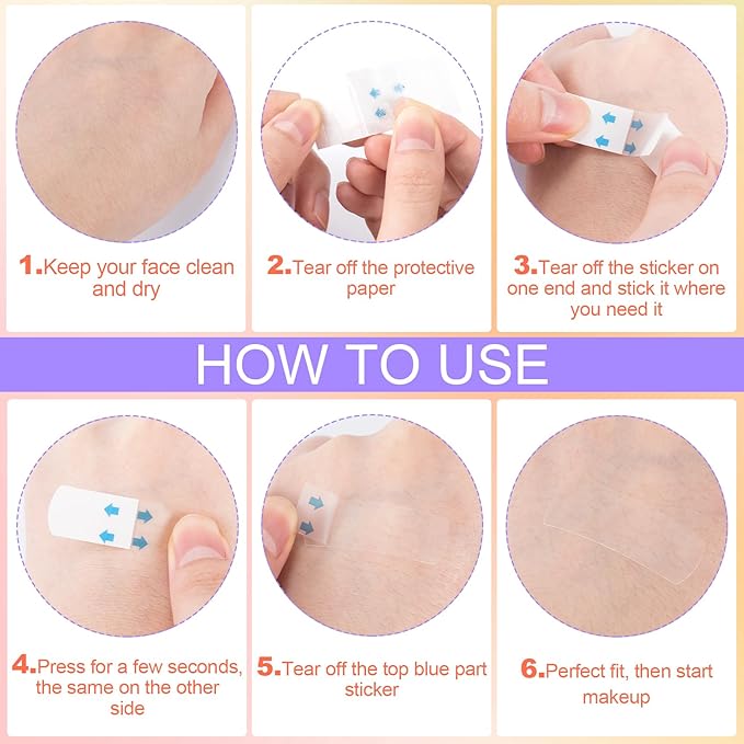 132PCS Invisible Face Lift Tape, Breathable Hypoallergenic Face Tape Lifting, Waterproof Instant Sticker Face Tapes for Lifting Double Chin, Sagging Skin, Wrinkles