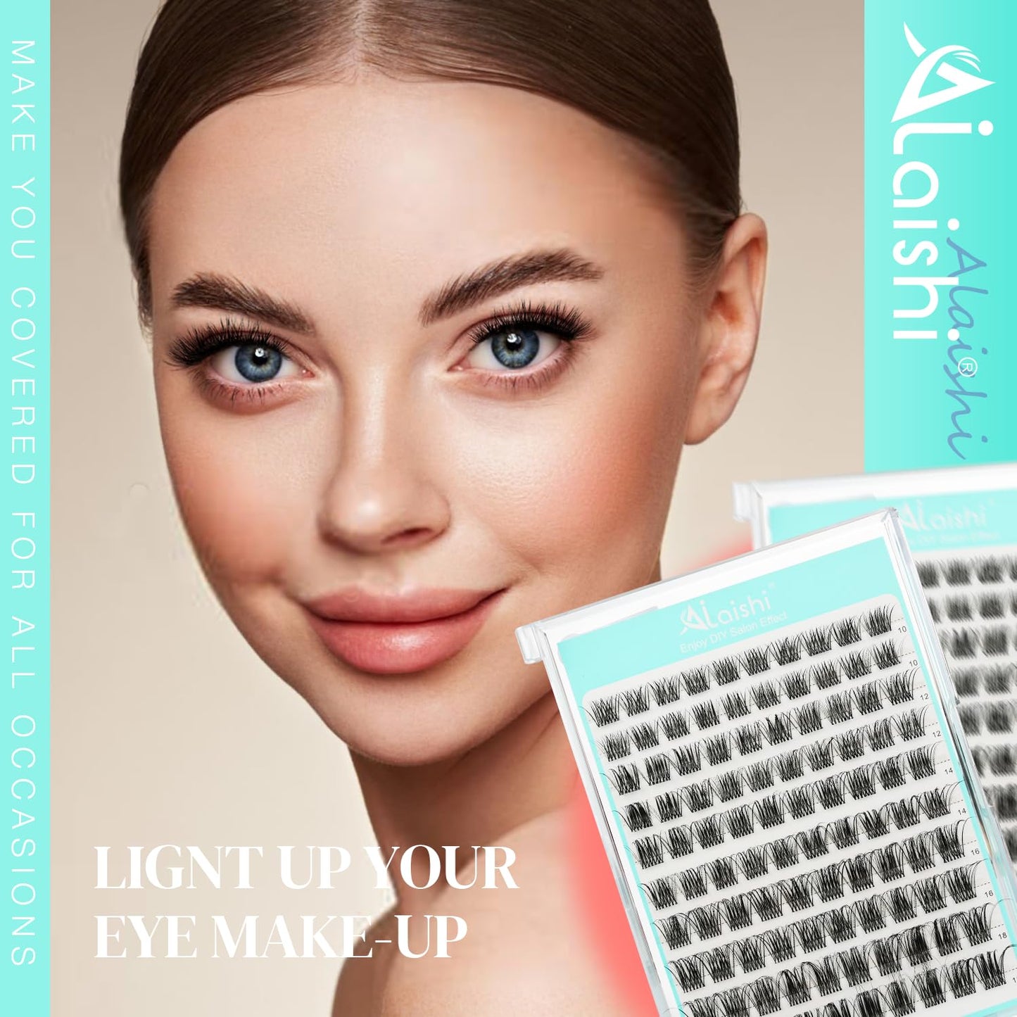 No Glue Needed Lashes, Self Adhesive Eyelashes, DIY Lash Eyelash Extensions Kit 10‑18mm,100pcs Fluffy D Curl Soft Natural Lashes with Tweezers–Fake Cat Eye Wispy Individual Clusters NG2031-1