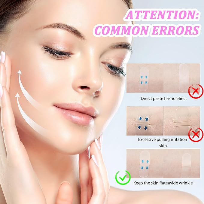 Sibba Face Tape 160 Pcs Invisible Lift Tapes Instant Tightening Sticker Portable Neck Patches Jowls Stickers Saggy Skin Strips Face Care Tape Clear Facical Tape for Double Chin Neck Wrinkle