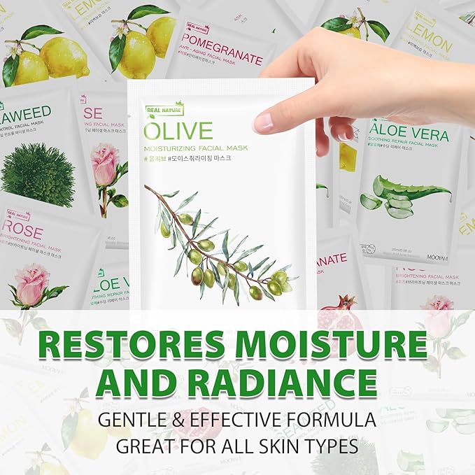 Face Masks Skincare, 12 Pack Variety Sheet Masks - Hydrating & Smoothing, Moisturizing & Nourishing for All Skin Types