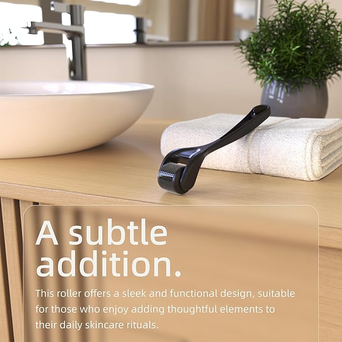 Microneedling Roller for Face and Beard | Derma Roller for Women and Men | Micro Needle Roller for Scalp Face [Fine]