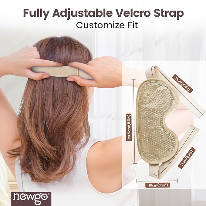 NEWGO Cooling Eye Mask for Puffy Eyes, Cold Eye Mask Eye Ice Pack for After Eyes Surgery, Tension Stress Relief, Itchy Eyes, Headaches, Dark Circles - Champane