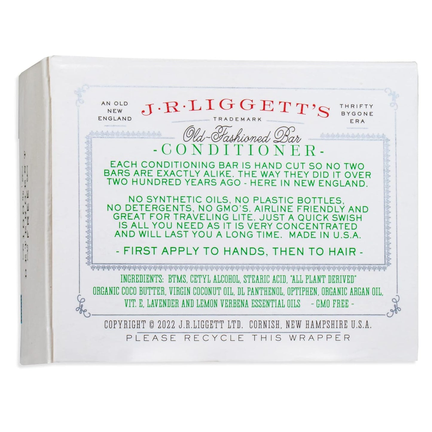 J·R·LIGGETT'S Conditioner Bar - Original Formula, All Natural Hair Conditioner with Coconut Oil & Cocoa Butter - Sulfate Free, Gmo Free, Plant-Based Ingredients for Soft & Smooth Hair, 1.75oz - 3 Pack