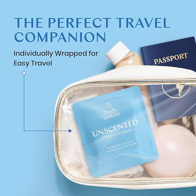 Body Restore Self Heated Steam Eye Mask 5 Pack - Fathers Day Unique Gifts for Dad, Relaxation Gifts for Her and Him, Best Friend, Stye Eye Treatment, Travel Essentials - Unscented