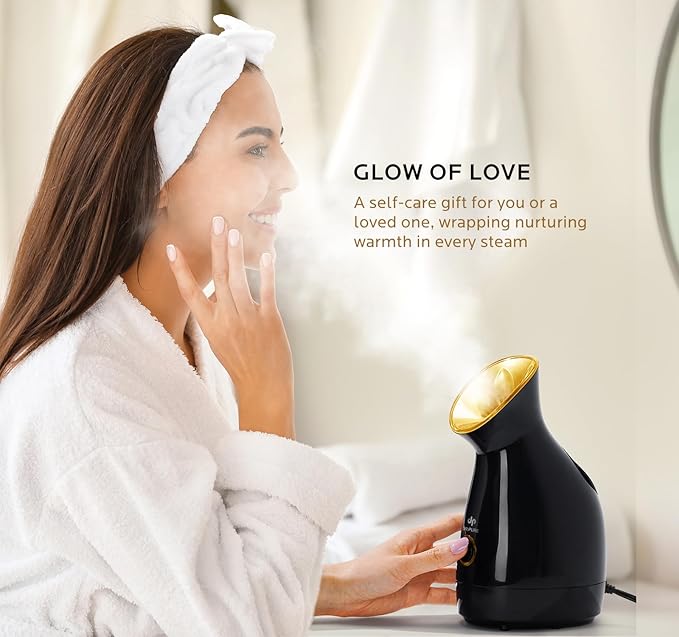 Nano Ionic Facial Steamer- Professional Smart Face Steamer Machine, Hot Mist Hydrating Moisturizing Skin Unclogs Pores Humidifier for Women Men Face Sauna Home Spa Quality（Green）