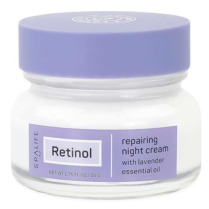 SpaLife Repairing Night Face Cream – For Fine Lines, Wrinkles, Dull Skin, Uneven Tone & Loss of Elasticity with Witch Hazel & Lavender Essential Oil – Anti-Aging Moisturizer