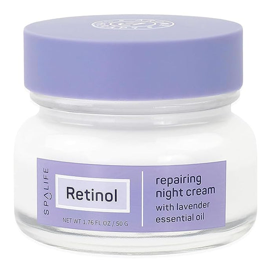 SpaLife Repairing Night Face Cream – For Fine Lines, Wrinkles, Dull Skin, Uneven Tone & Loss of Elasticity with Witch Hazel & Lavender Essential Oil – Anti-Aging Moisturizer