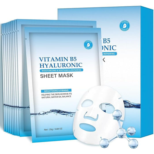 IREV Hydrating Face Masks Skincare, Moisturizing Facial Sheet Mask Skin care for Dry, Oily, Sensitive Skin,B5 Hyaluronic Acid Face Mask, Christmas Gifts for Women 10 Pack