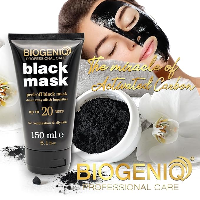 Biogeniq Professional Care Black Mask, Peel-Off, Detox for Oils & Impurities, Up to 20 Uses, 6.1 fl.oz