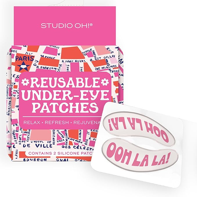 Studio Oh! Reusable Under-Eye Patches, Puffy Eyes Treatment and Under Eye Masks Skincare, 100% Silicone Eye Patches, Pairs with Favorite Serums or Creams, Rues de Paris