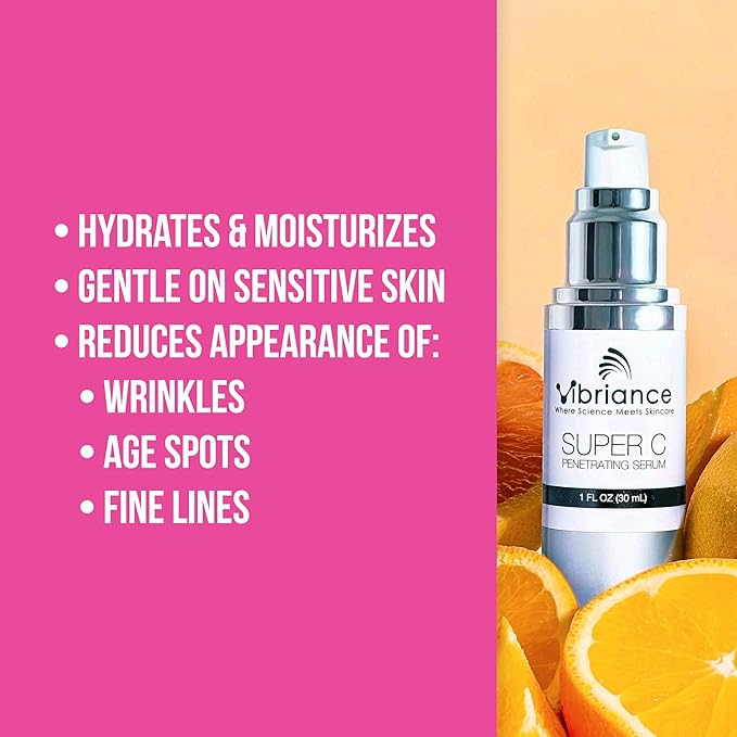 Vibriance Super C Serum for Mature Skin - All-in-One Vitamin Formula Hydrates, Firms, Lifts, Smooths, Targets Age Spots, Wrinkles, 1 fl oz