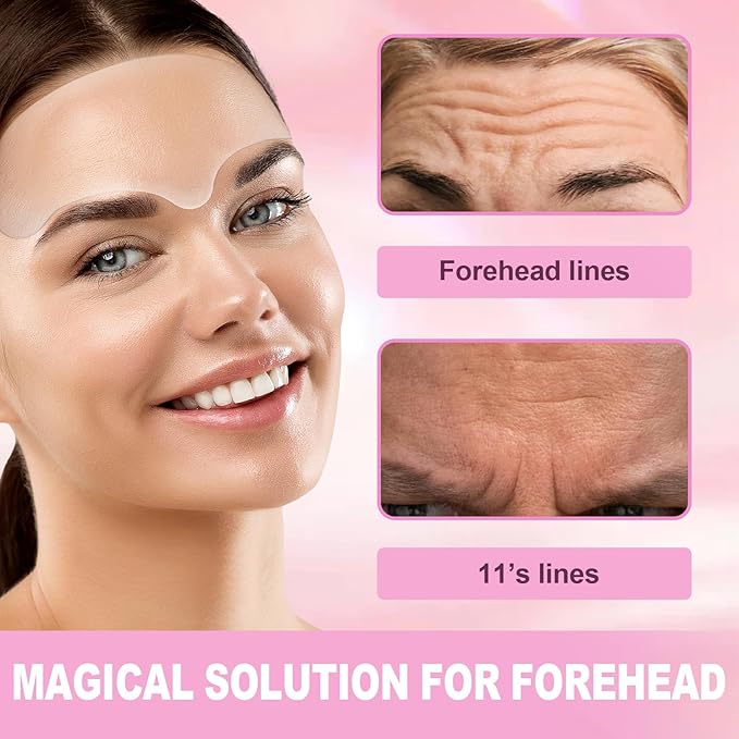Akissos Forehead Wrinkle Patches Silicone Reusable Forehead Wrinkles Treatment - Overnight Face Tape for Wrinkle, Frown, 11 Lines Wrinkle Patches - Smoothing & Hydrating Non Invasive for Fine Lines