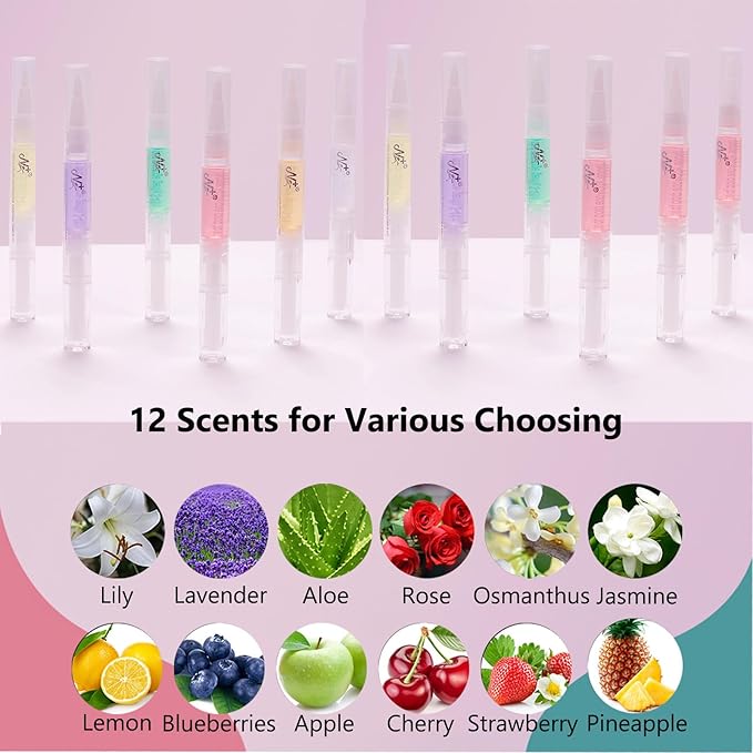 12PCS Cuticle Oils Pen Set Cuticle Revitalize Oil, Nails Oil For Growth And Strength, Cuticle Remover - Nail Strengthener - Cuticles Softener - Cuticle Oil Pen (0.3 fl oz)