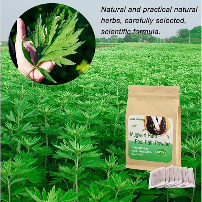 100Bags Mugwort Herb Foot Soak Chinese Herbal Foot Bath Spa Powder Kits Foot Reflexology Relax 艾草足浴泡脚