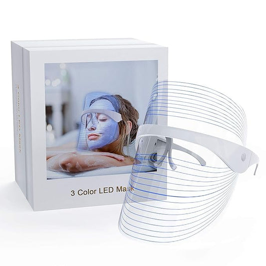 LED Light Facial Mask, 3 Colors Light Facial Photon Beauty Device for Facial Rejuvenation, Anti Aging