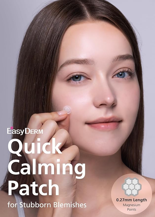 EasyDerm Quick Calming Magnesium Patches – Hydrocolloid Acne Spot Treatment Includes Tweezers & Ampoule, 10 Patches, Zit Sticker, TikTok Viral Blemish Patch, Made by Daewoong Pharmaceutical