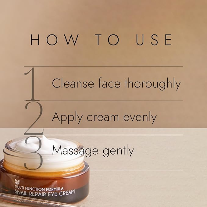 MIZON Snail Line Snail Repair Eye Cream, natural treatment, wrinkle treatment, fine line, hydrating, healthy skin, Korean skincare (0.84 oz)
