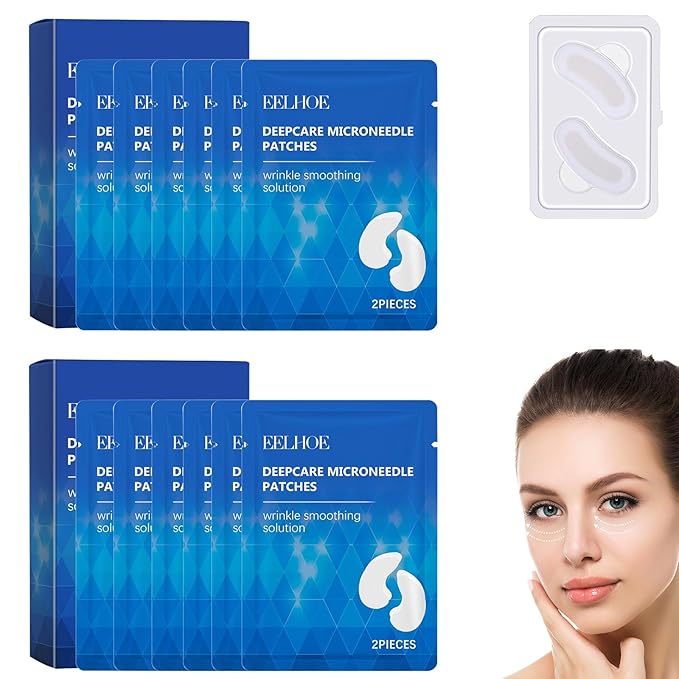 12 Picecs Malora Microglow Eye Patches,Hyaluronic Patchess for Under,Malora Under EyePatches for Wrinkles,Reduces Puffiness & Eye Bags,Under Eye Wrinkles Hydrating Sticker Mask (2Box)