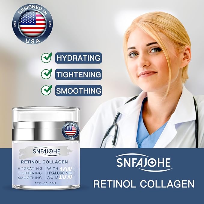 Instant Face Lift Cream with Retinol,Collagen & Hyaluronic Acid, Anti-Aging Moisturizer for Face, Neck & Décolleté, Neck Firming Cream for Women & Men, 1.7 Fl Oz