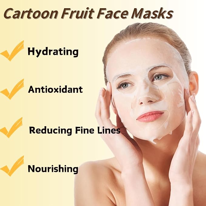 Fruit Face Masks - Face Masks Skincare - Hydrating Face Mask Pack - Moisturizing, Antioxidant & Nourishing Facial Mask - sleepover party supplies for girls - Teen Girl Gifts (8PCS, Fruit)