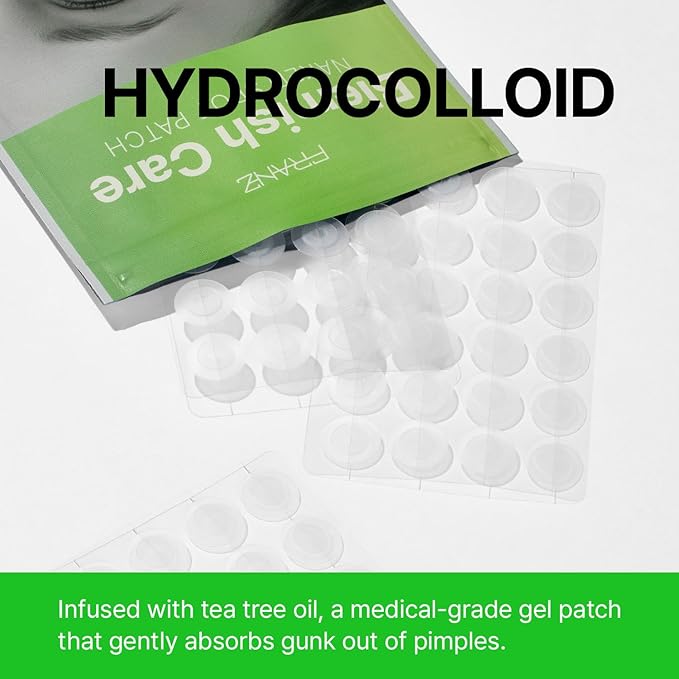 FRANZ - Hydrocolloid Spot Cover for Face, Zit, Blemish - Fast Acting Acne Pimple Patches Extra Adhesion, All Skin Types - Infused with Tea Tree Oil, Calendula Oil