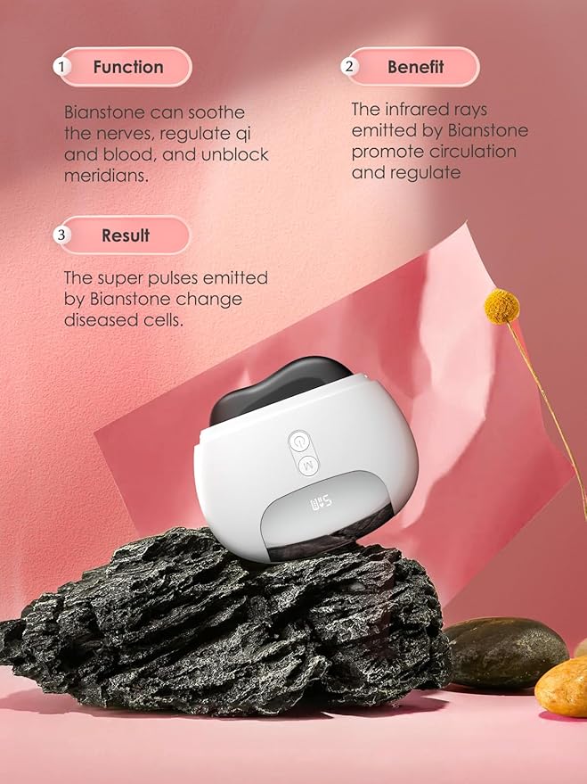 Gua Sha Facial Tools, Face Sculpting Tool Electric Face Massager with Heat & Vibration 5 Models, 1000mAh Battery Anti-Aging Device & EyeFace Puffiness & Wrinkles & FirmTighten - Gift for Women White