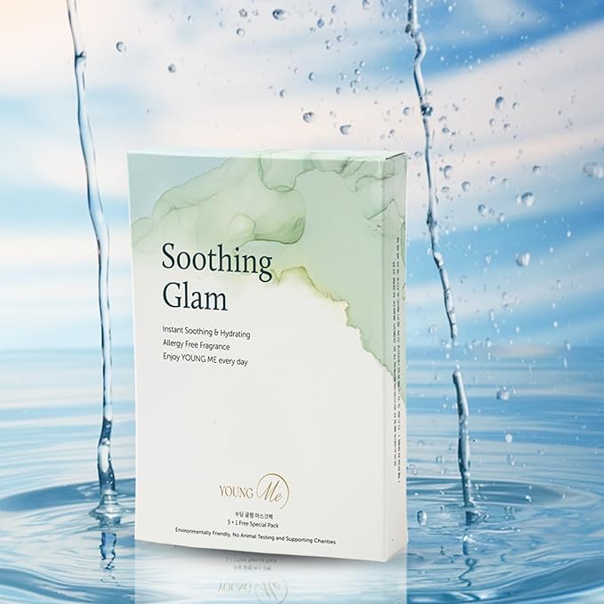 YoungMe Soothing Glam Facial Sheet Mask – 6-Pack | Hydrating & Moisturizing Korean Skin Care for Sensitive & All Skin Types