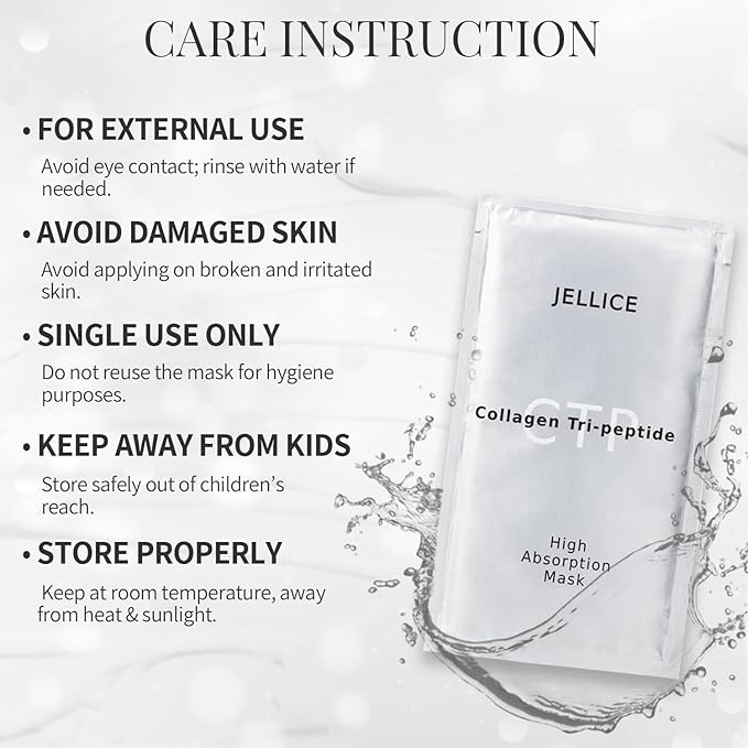 High Absorption Collagen Face Mask for Women - Face Sheet Mask for All Skin Types with Collagen Tripeptides for Deep Hydration & Enhanced Elasticity - Japanese Cosmetics - 20ml × 4 Sheets