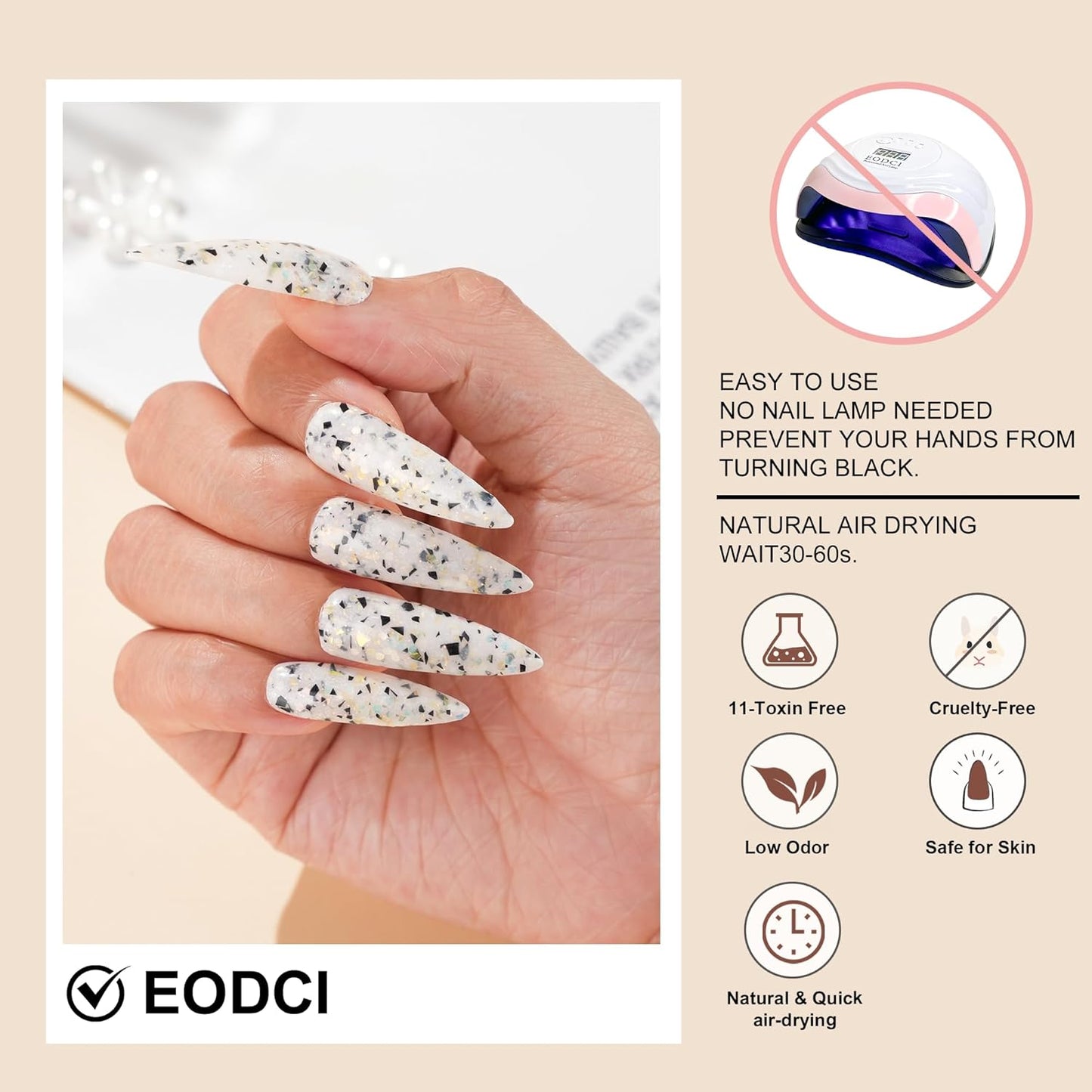 1 Oz/28g Glitter Grey Dip Powder, Nail Dip Powder for Long-lasting 28 Days+ Dip Nail Art French Manicure Nail Starter & Professional Home DIY Salon Use, No Needed Nail Lamp Curing