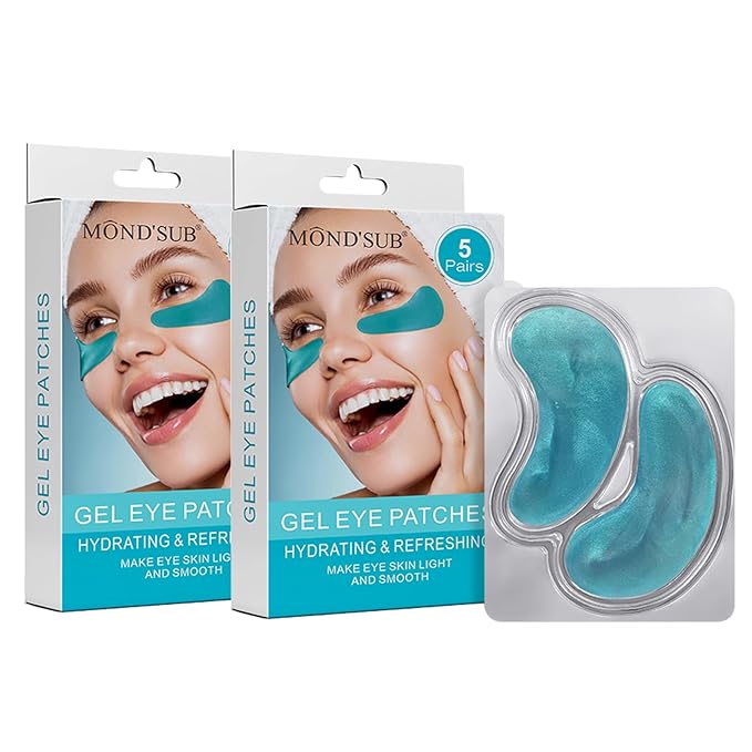 MOND'SUB Premium Under Eye Patches, Gel Eye Patches Hydrating & Refresh for Puffy Eyes, Under Eye Bags & Dark Circles, Natural Collagen Eye Gels Pads, Crystal Anti-Aging Eye Mask (Light blue)