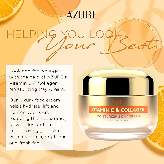 Azure Dermatologist Tested Vitamin C Face Moisturizer - K Beauty Anti-Aging, Glowing & Deep Hydration Face Cream - Korean Skincare - All Skin Types 1.69 fl oz